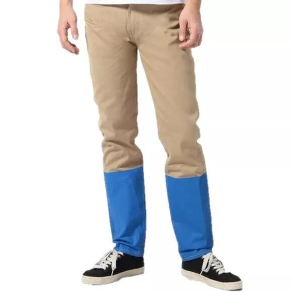 Levi's 508 Regular Fit Tapered Leg Men's Colorblock Urban Jeans Beige/blue 30x34 - Picture 1 of 12